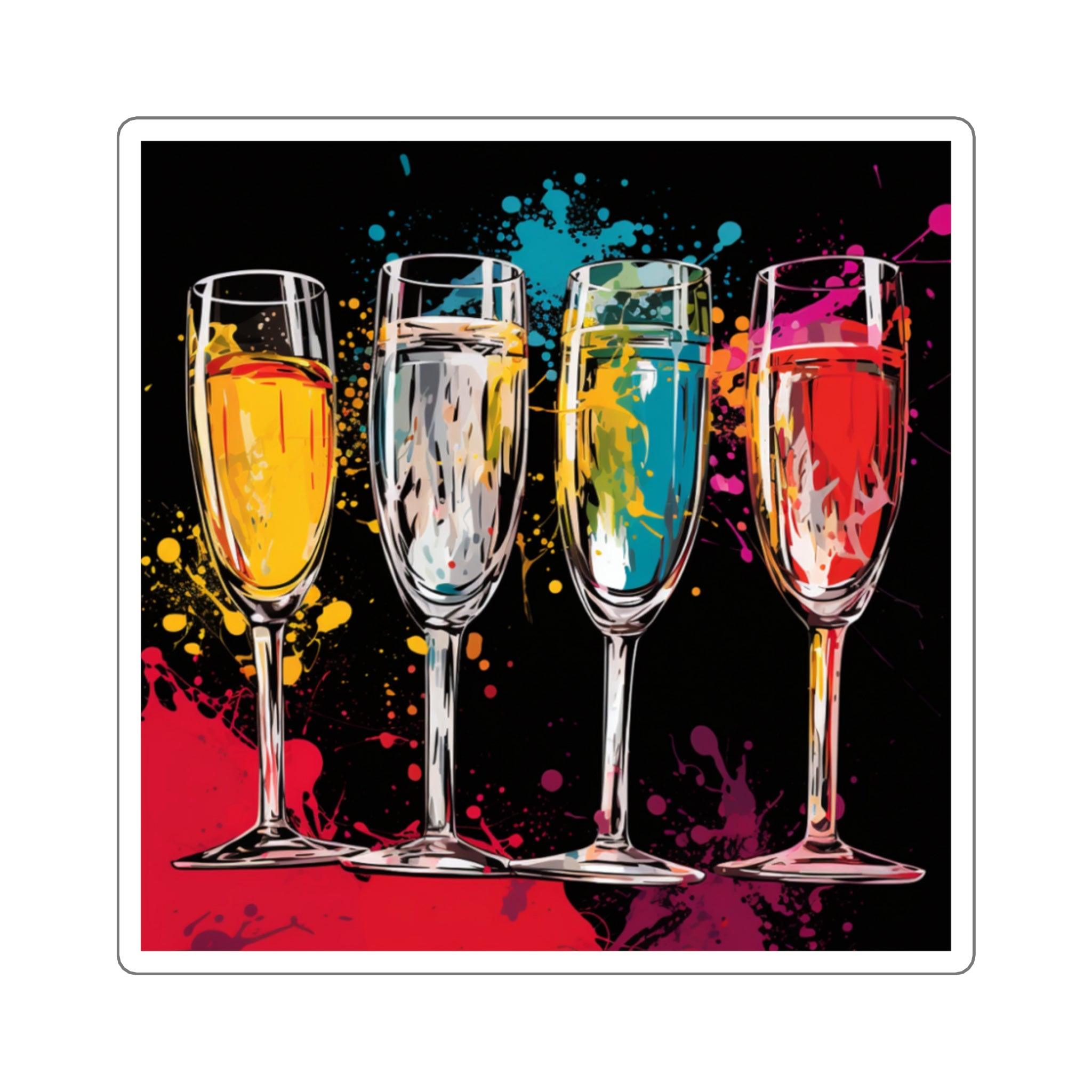 Retro Bubble Square Stickers - SOMM DIGI