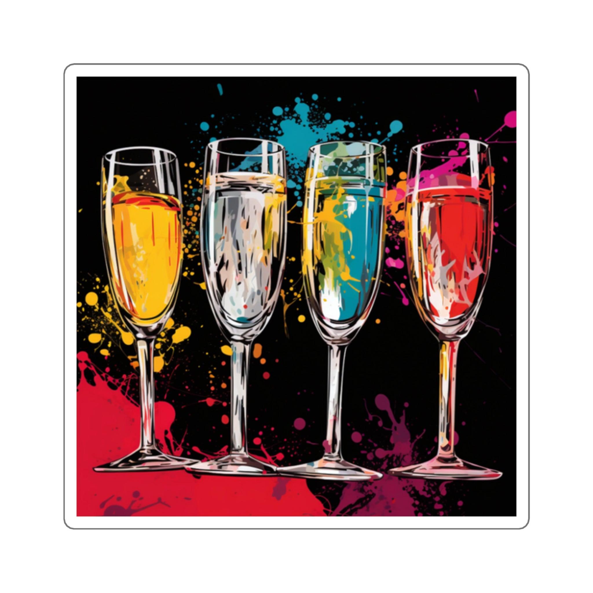 Retro Bubble Square Stickers - SOMM DIGI