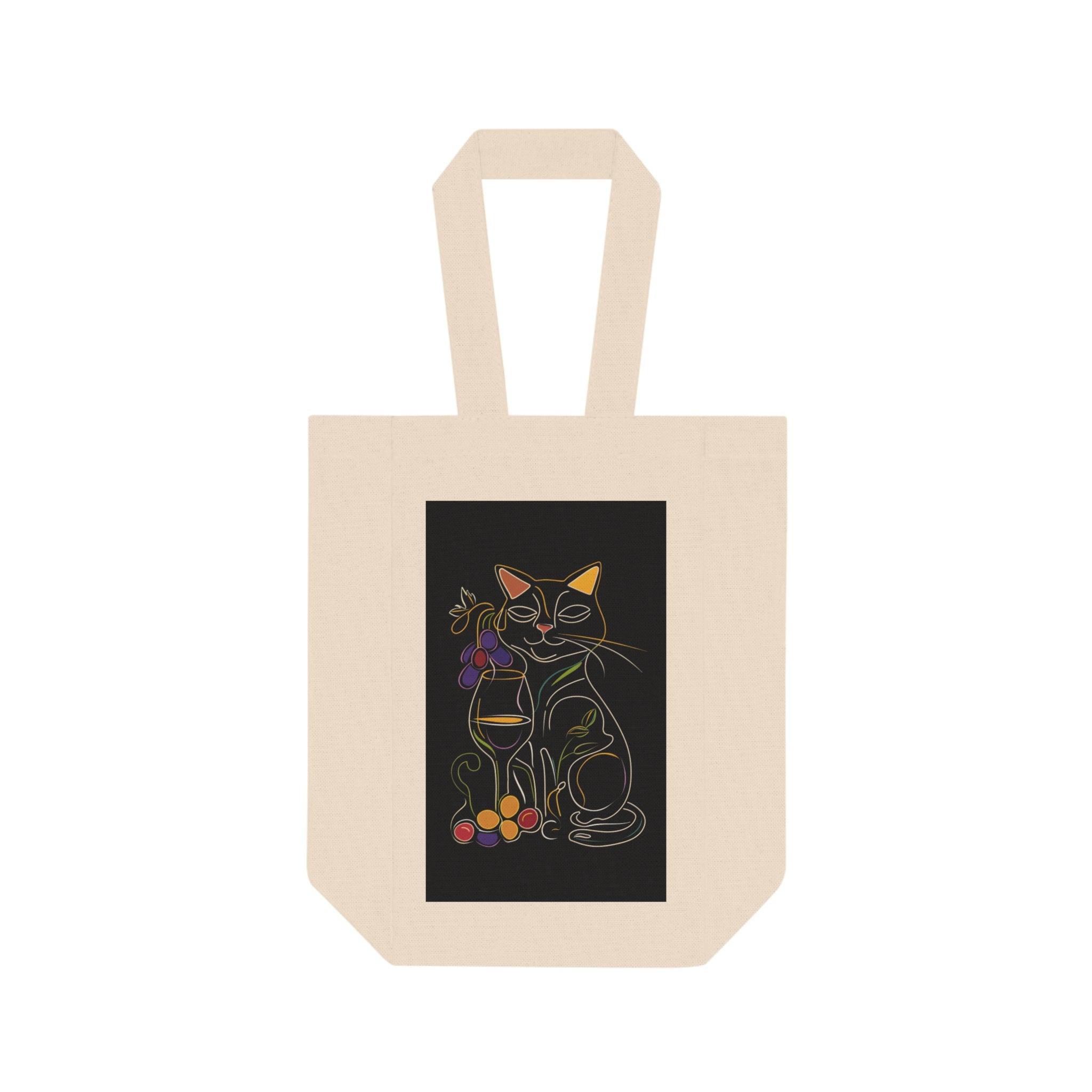 feline wine tote bag