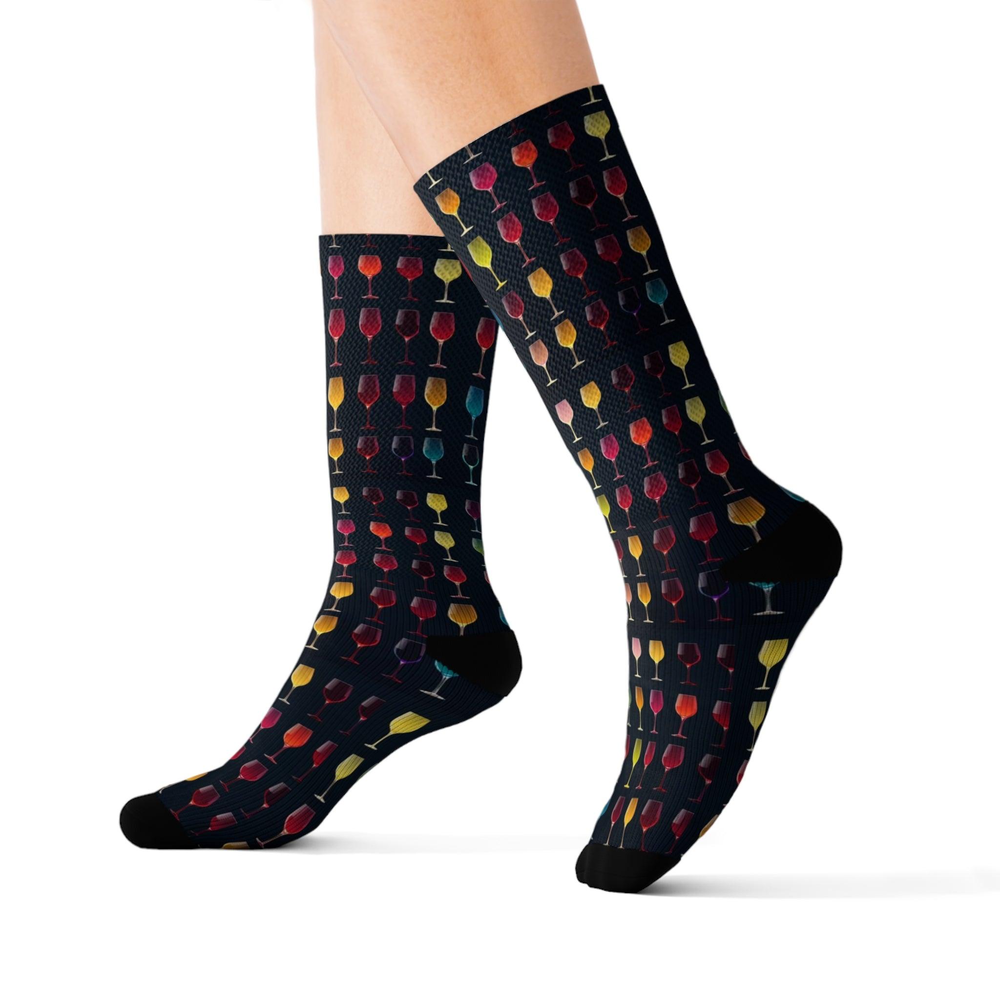 Wine Glass Silhouettes: Sublimation Socks - SOMM DIGI