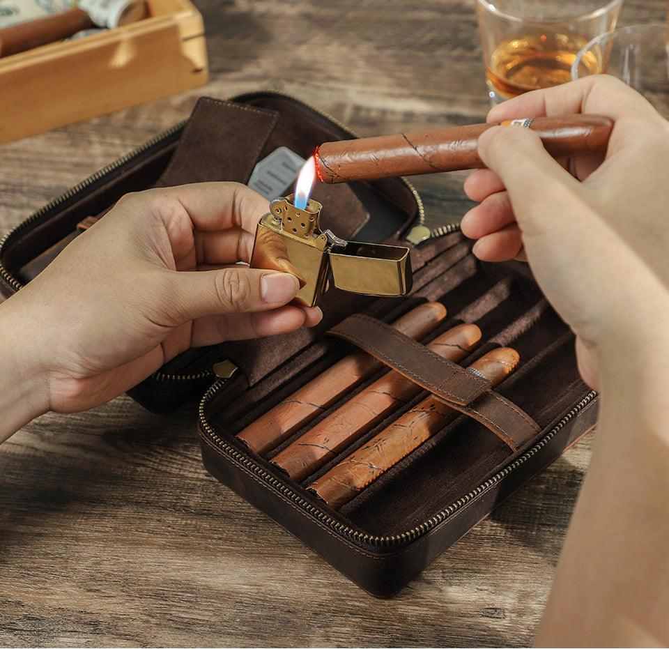 The Gentleman's Travel Companion: Luxurious Leather Cigar Case - SOMM DIGI