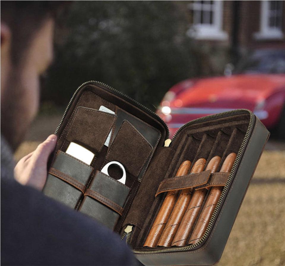 The Gentleman's Travel Companion: Luxurious Leather Cigar Case - SOMM DIGI