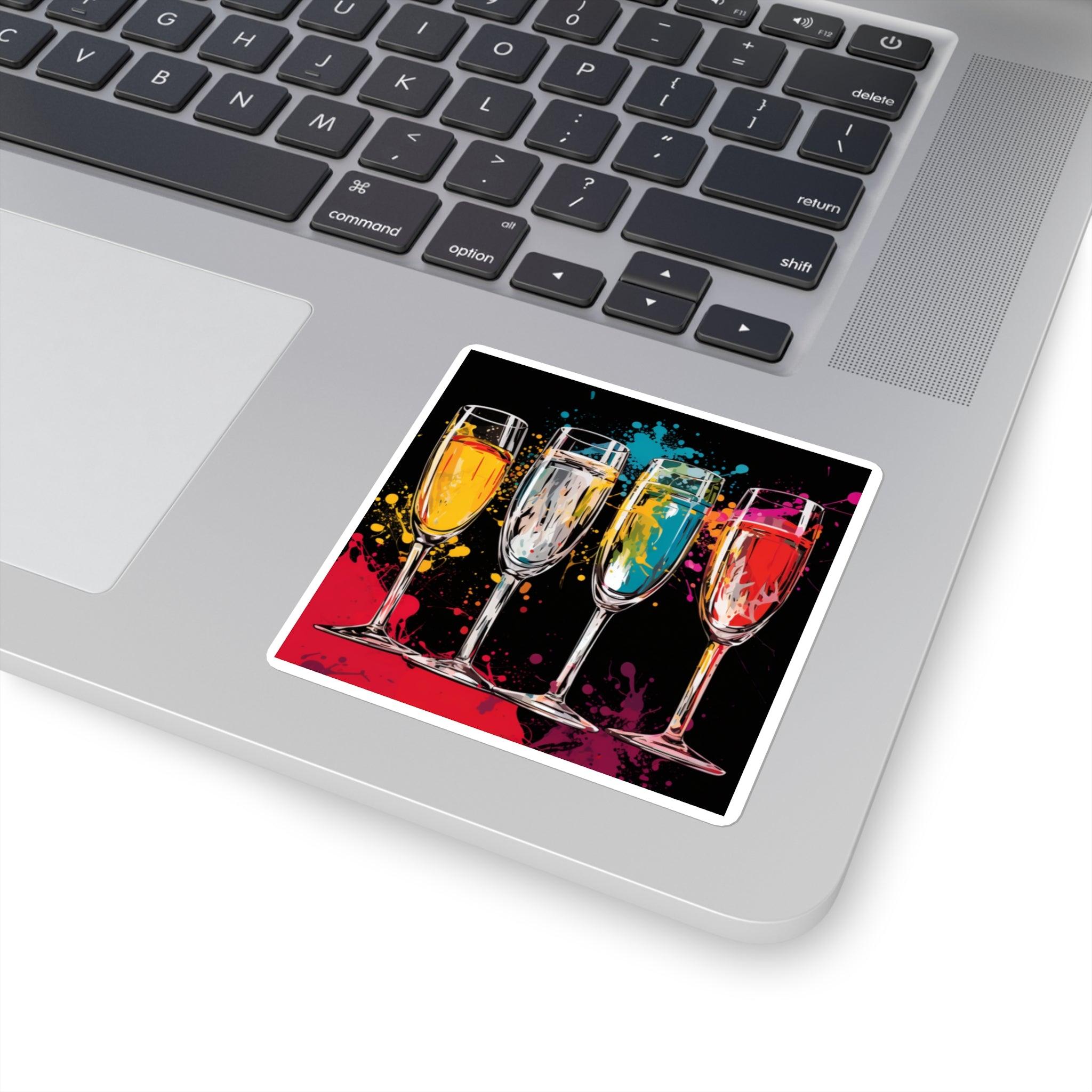 Retro Bubble Square Stickers - SOMM DIGI