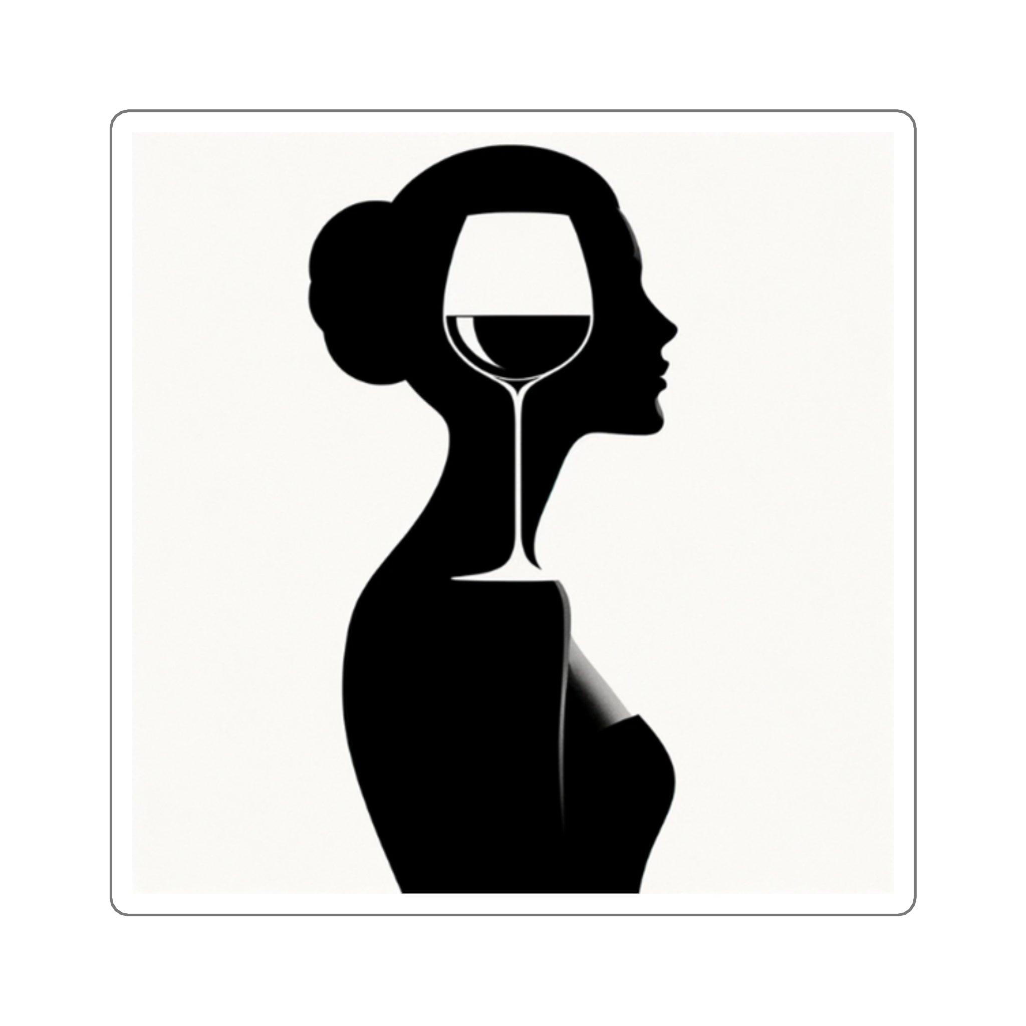 Silhouette of Elegance: Wine Glass Sticker - SOMM DIGI