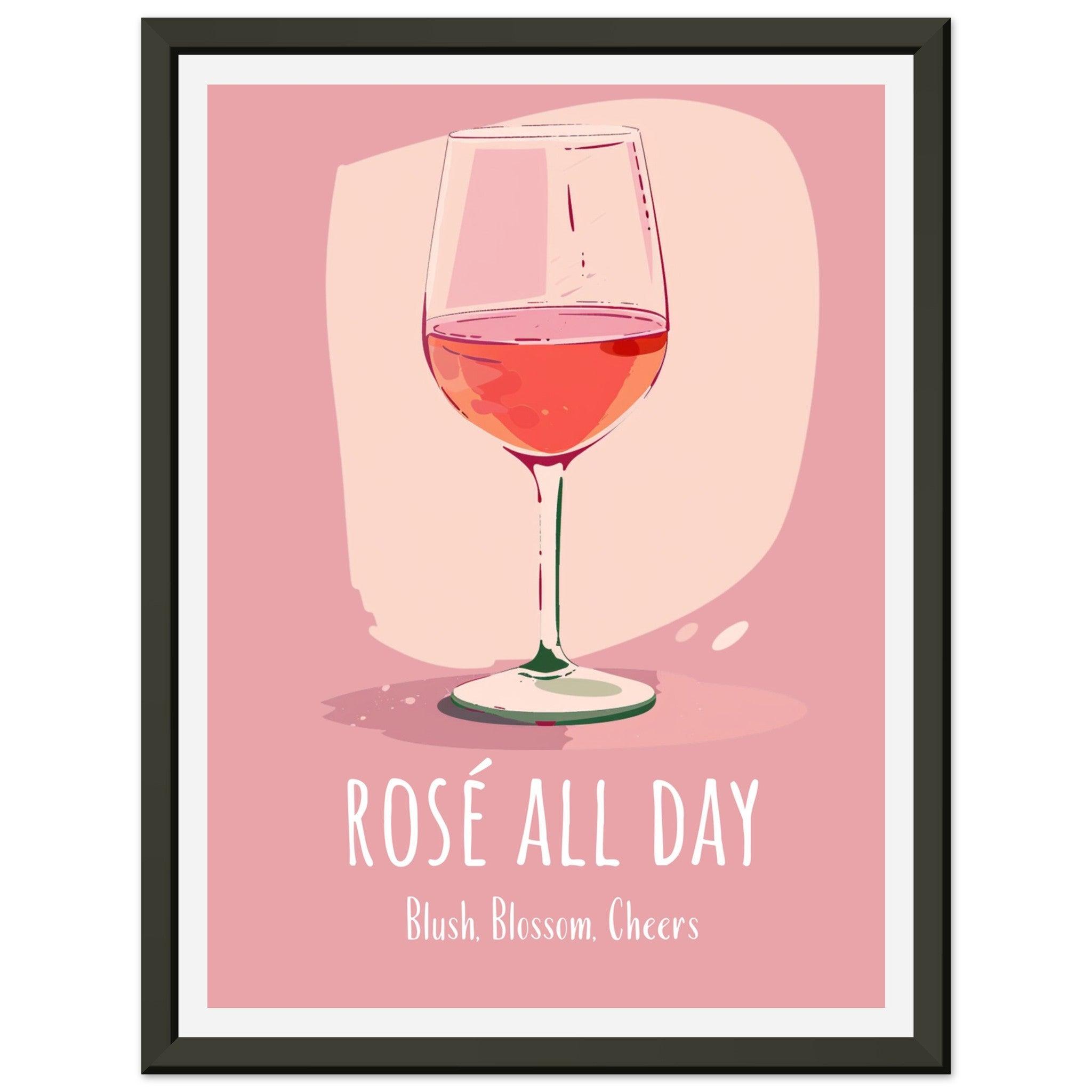 Rosé All Day' Metal-Framed Wine Poster for the Trendy Kitchen