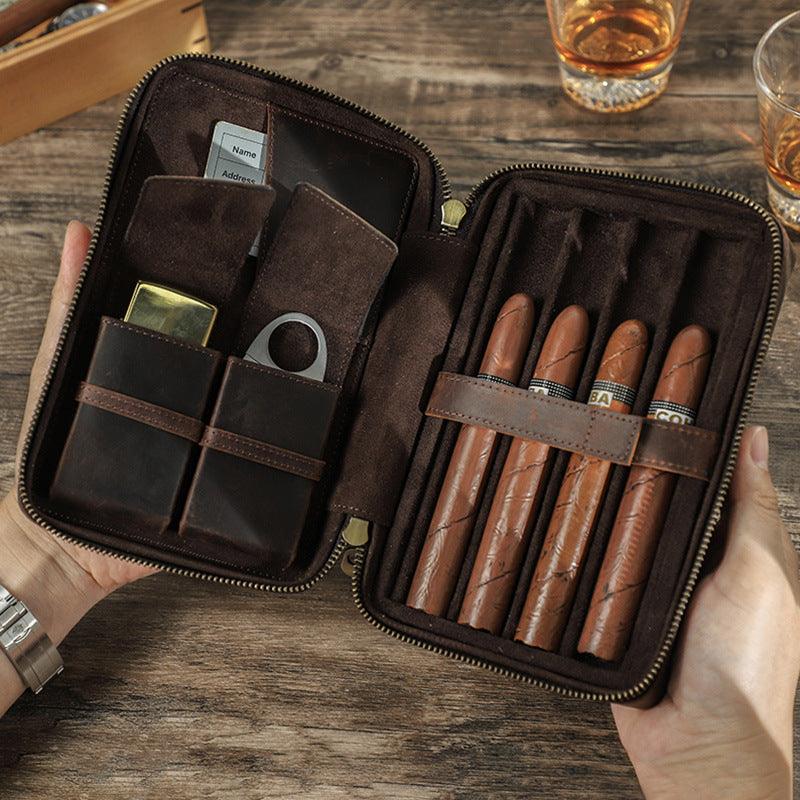 The Gentleman's Travel Companion: Luxurious Leather Cigar Case - SOMM DIGI
