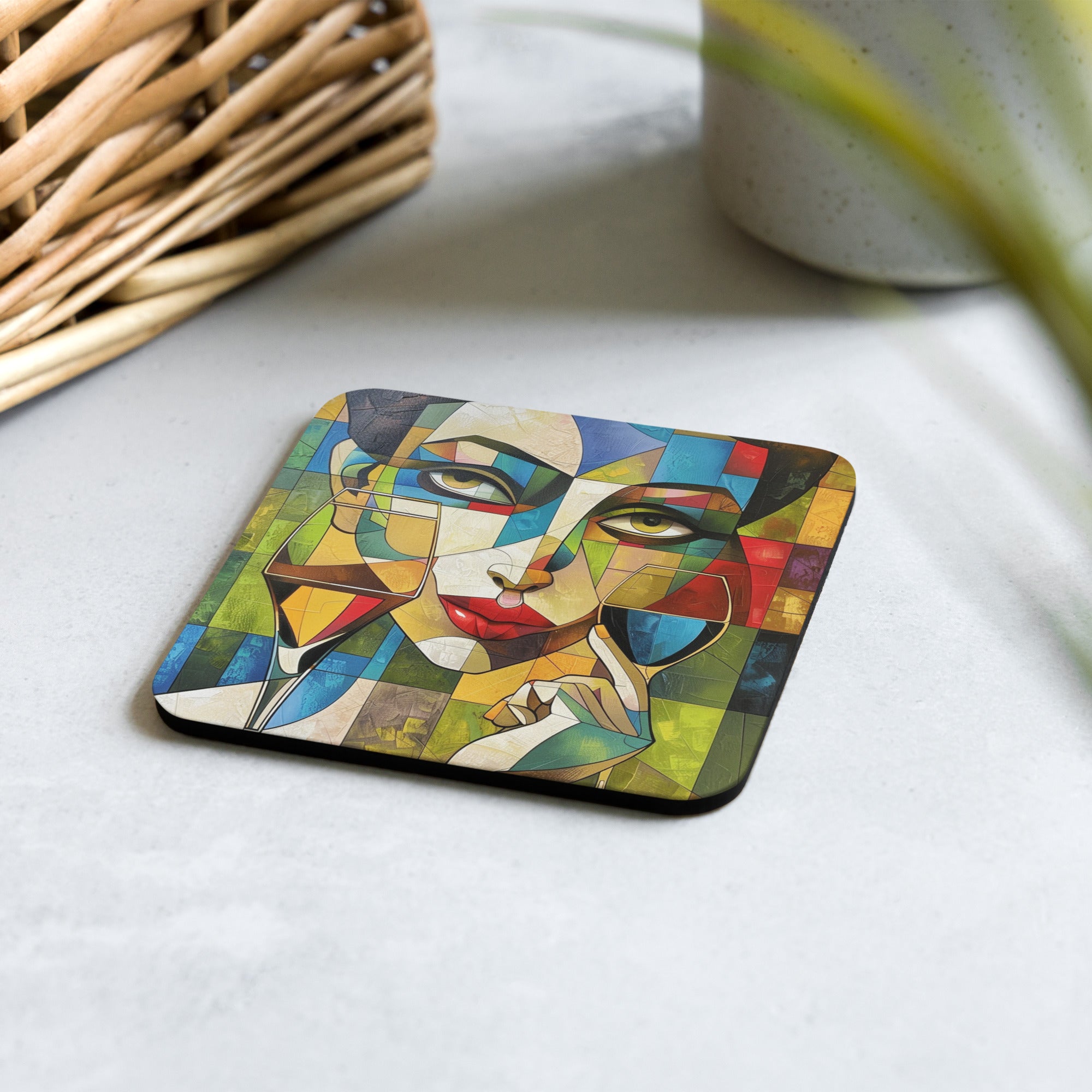 Wine Art Cork-back coaster