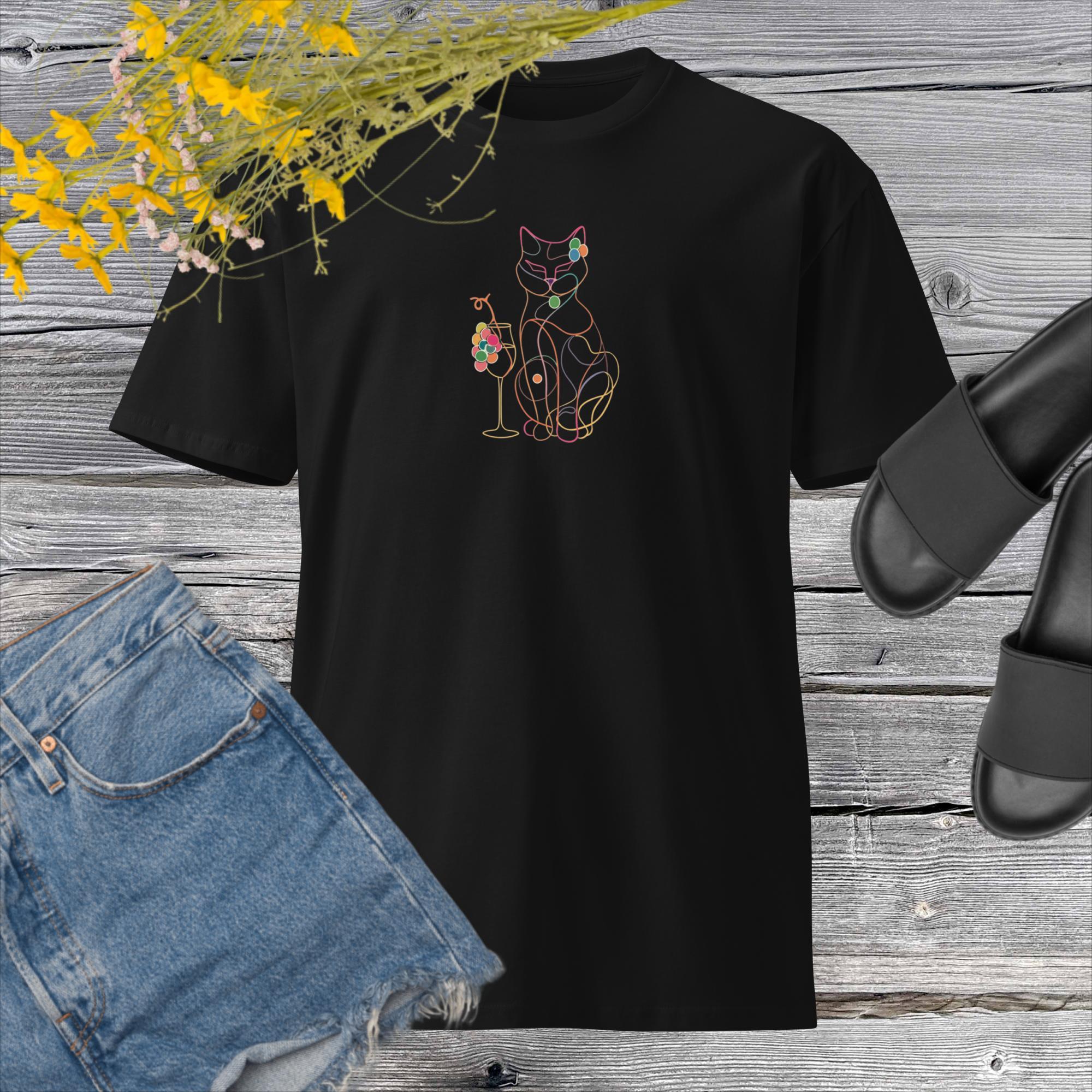 wine t-shirt cat
