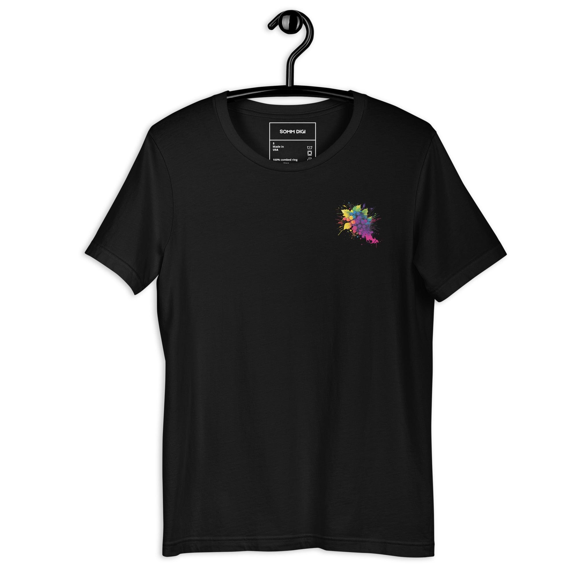 Vivid Vino Splash T-Shirt – Unisex Artistry in a Wine Tee - SOMM DIGI