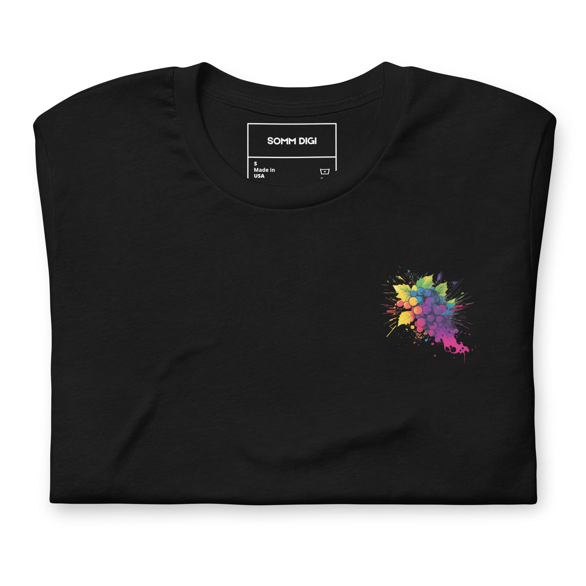 Vivid Vino Splash T-Shirt – Unisex Artistry in a Wine Tee - SOMM DIGI