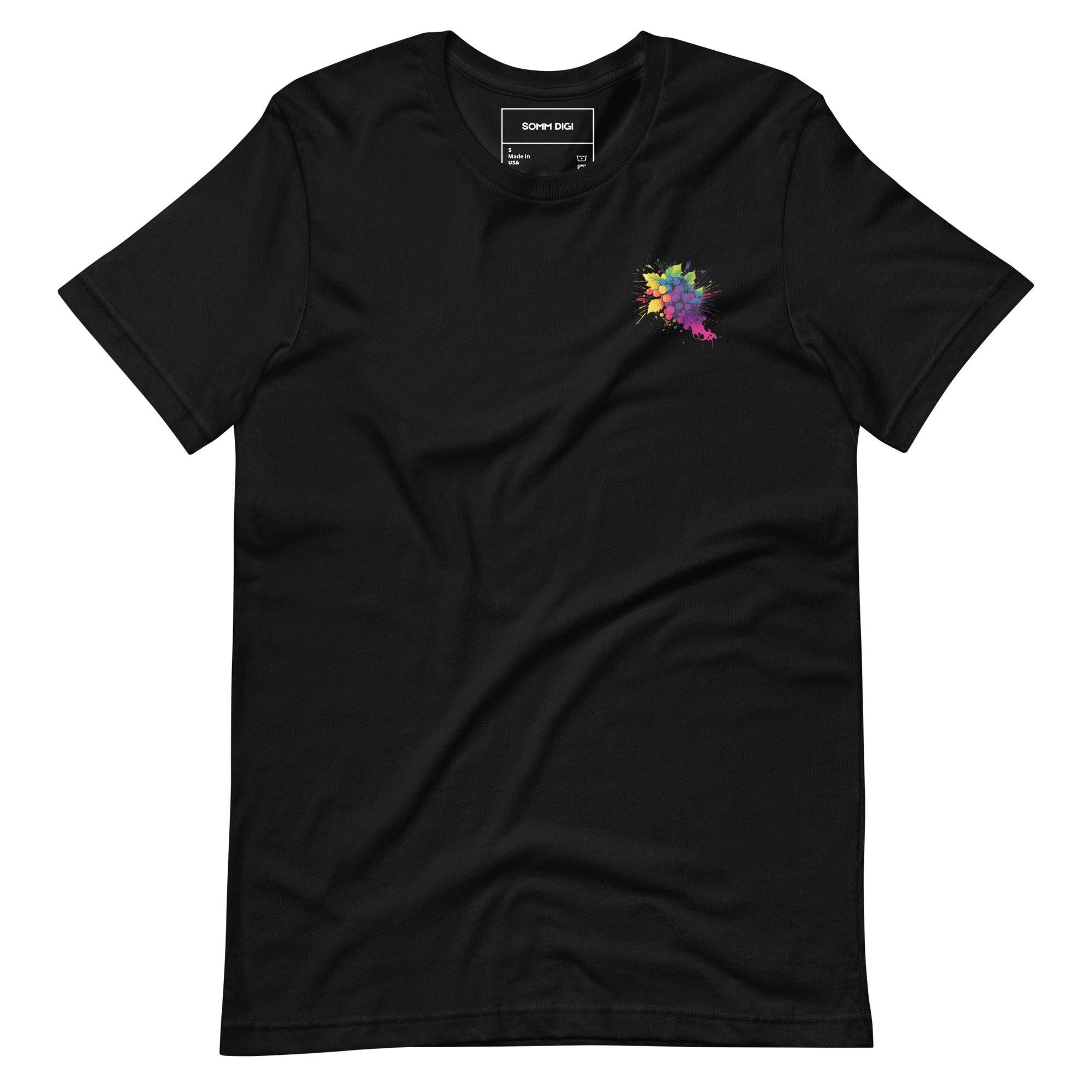 Vivid Vino Splash T-Shirt – Unisex Artistry in a Wine Tee - SOMM DIGI