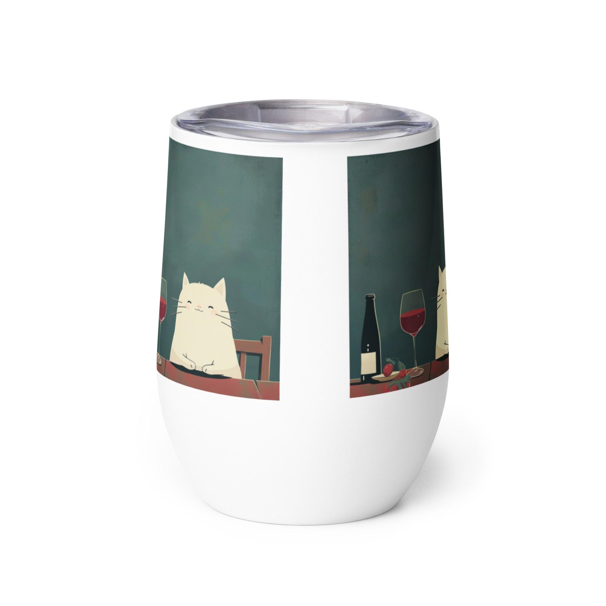 Cat & Wine Evening Stainless Steel Wine Tumbler - SOMM DIGI