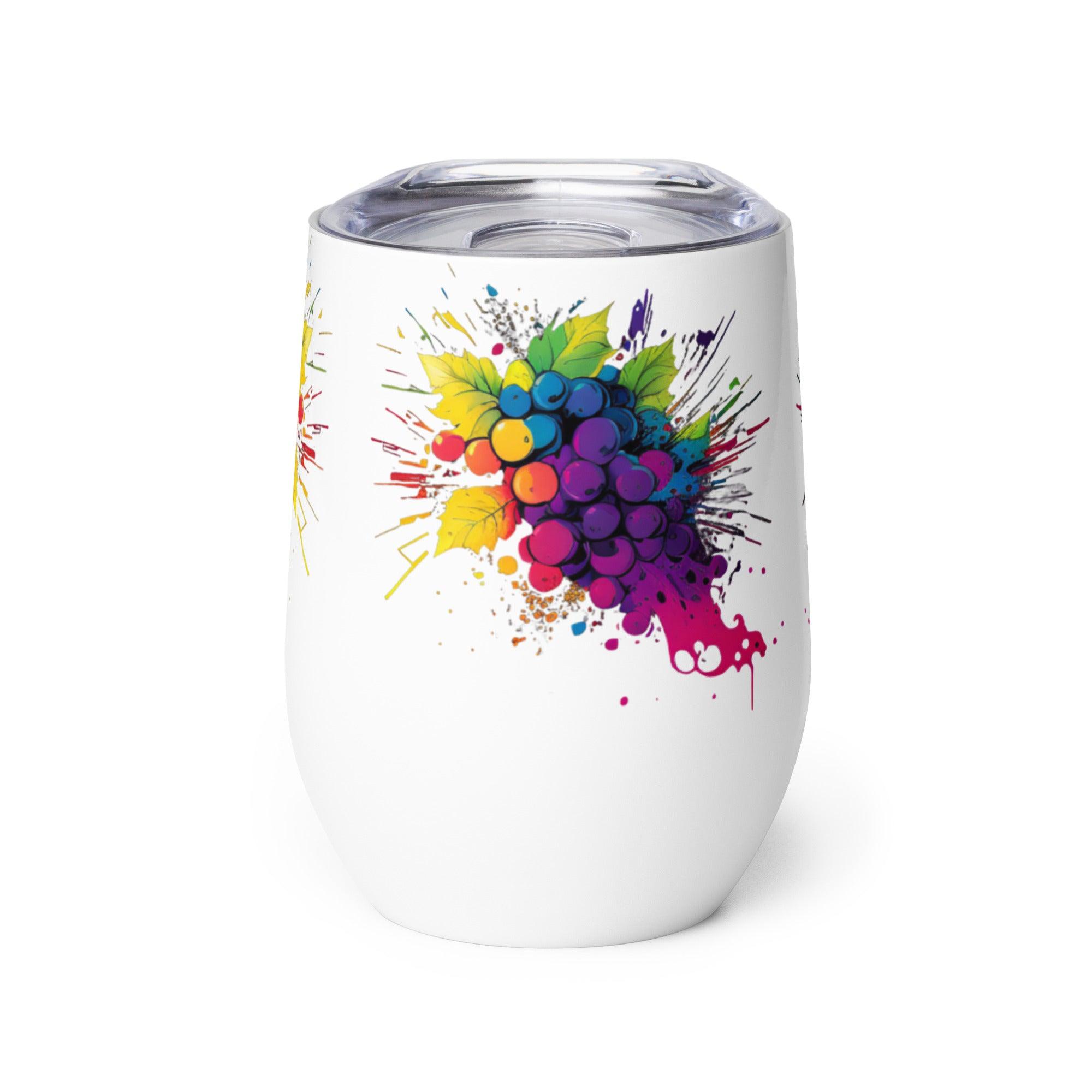 Vibrant Grapes Custom Stainless Steel Wine Tumbler - SOMM DIGI