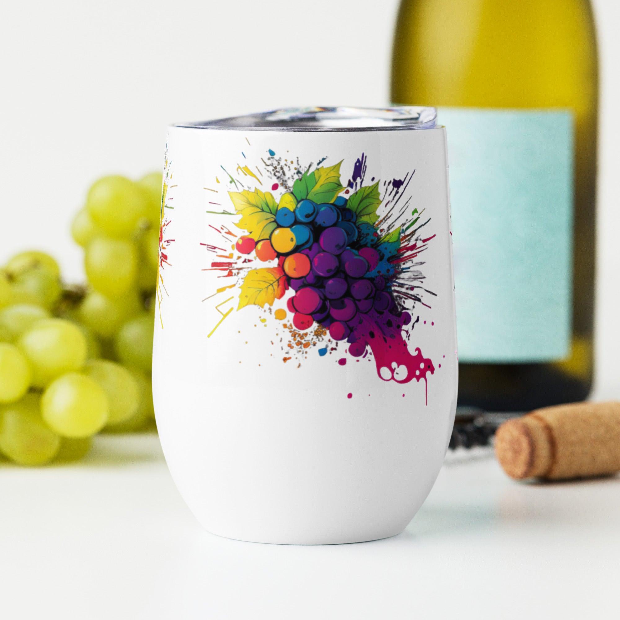 Vibrant Grapes Custom Stainless Steel Wine Tumbler - SOMM DIGI