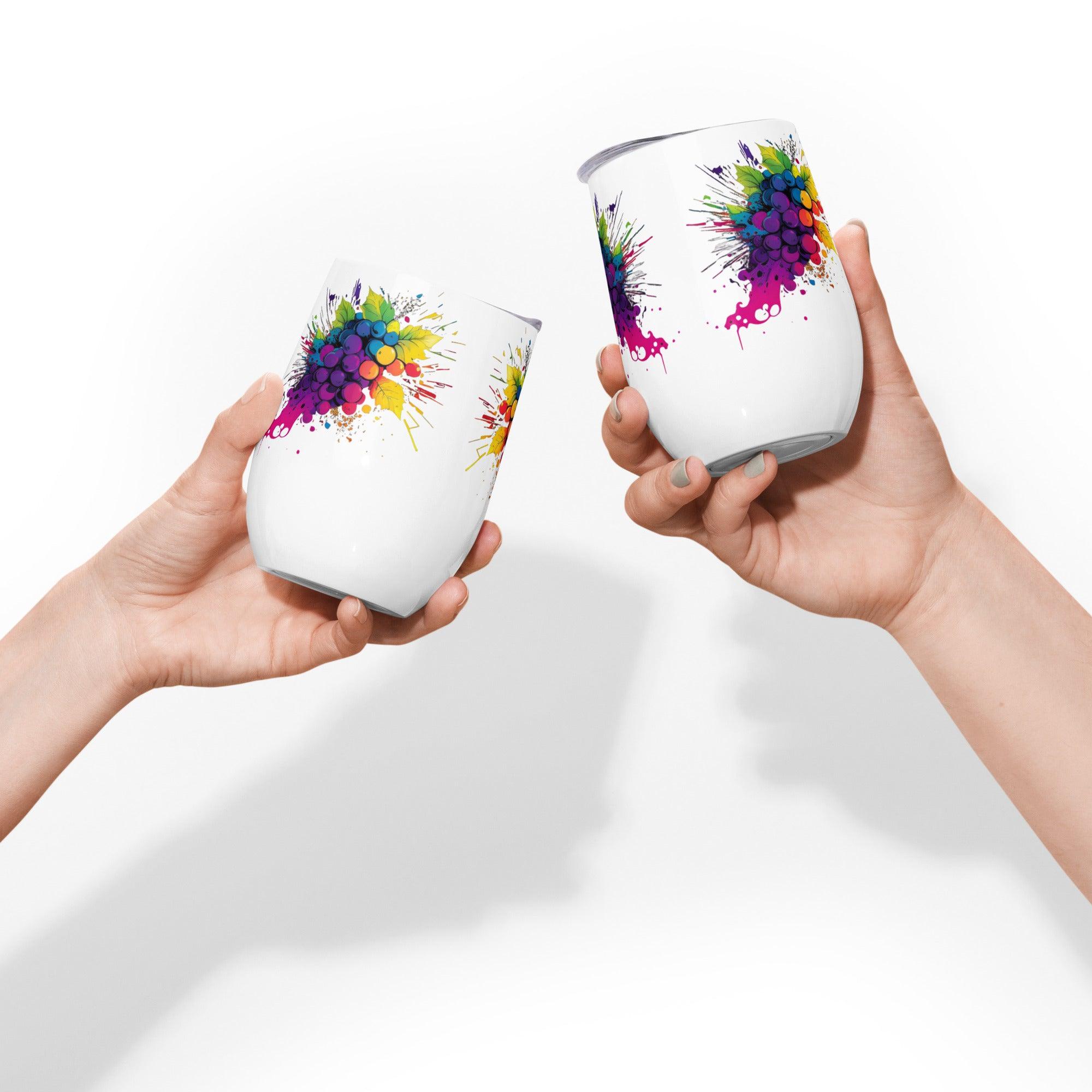 Vibrant Grapes Custom Stainless Steel Wine Tumbler - SOMM DIGI