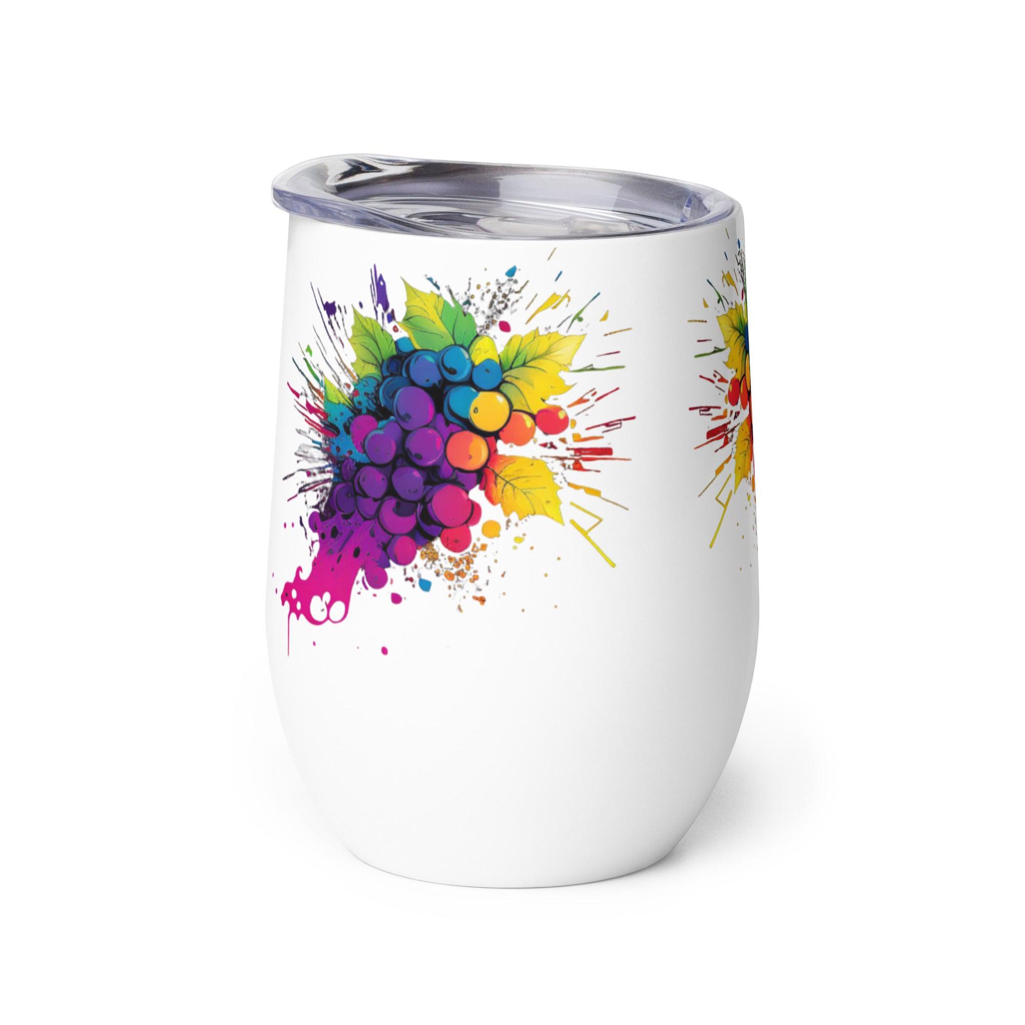 Vibrant Grapes Custom Stainless Steel Wine Tumbler - SOMM DIGI
