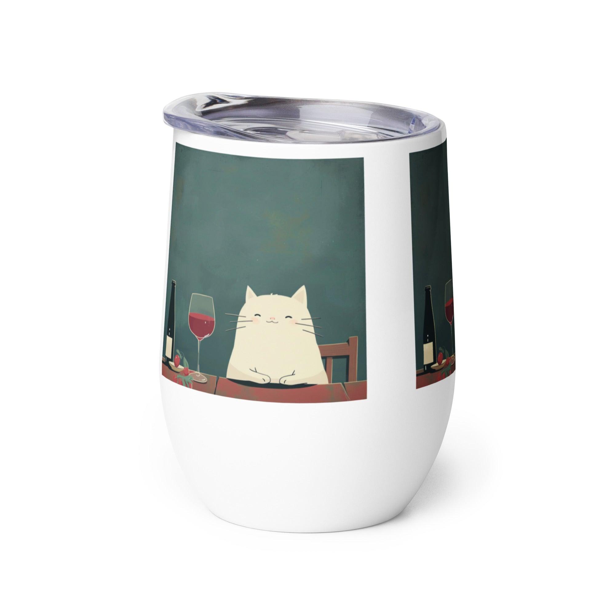 Cat & Wine Evening Stainless Steel Wine Tumbler - SOMM DIGI