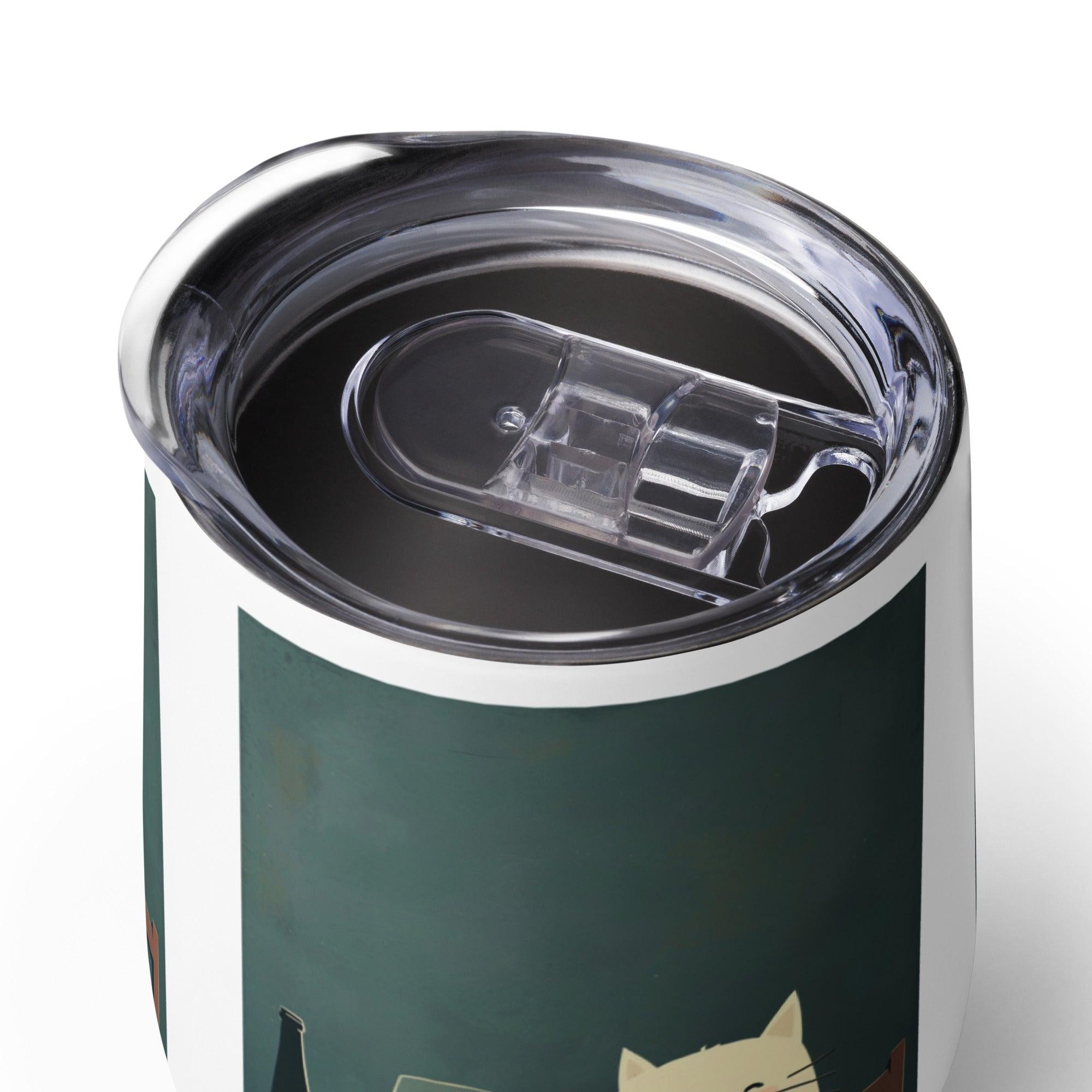 Cat & Wine Evening Stainless Steel Wine Tumbler - SOMM DIGI