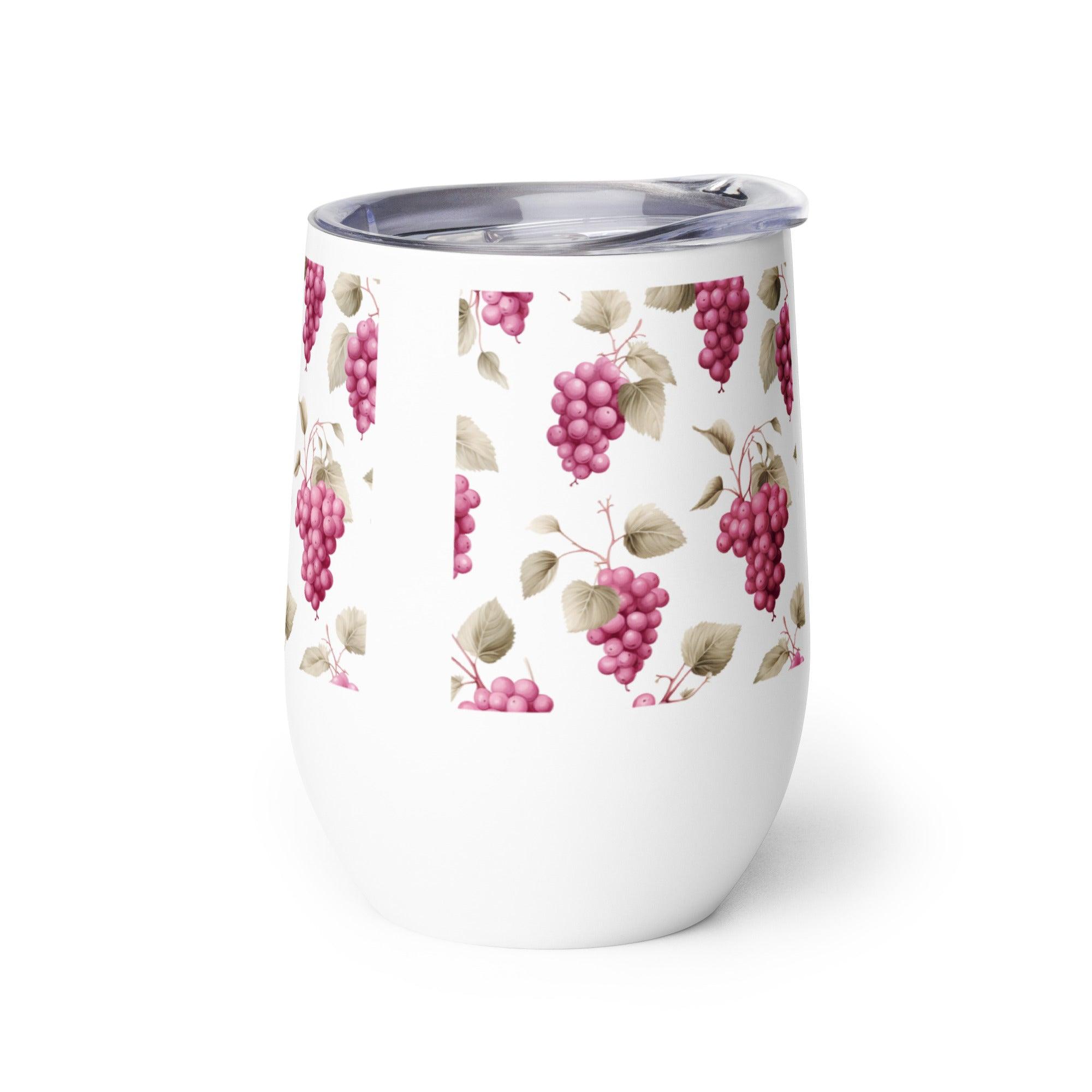 Vineyard-Inspired Grapes and Leaves Stainless Steel Wine Tumbler
