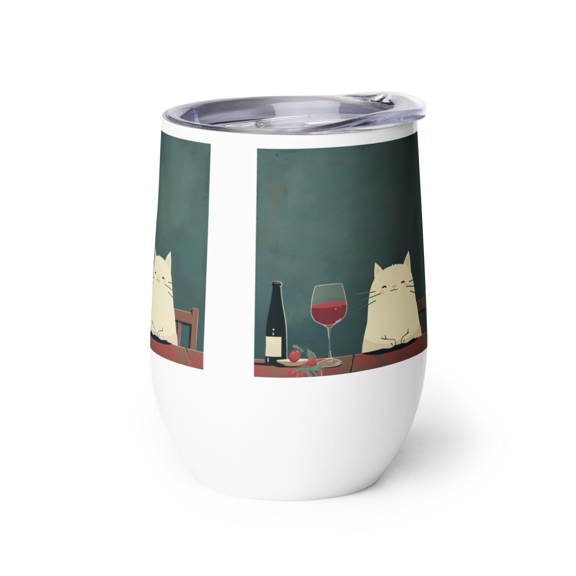 Cat & Wine Evening Stainless Steel Wine Tumbler - SOMM DIGI