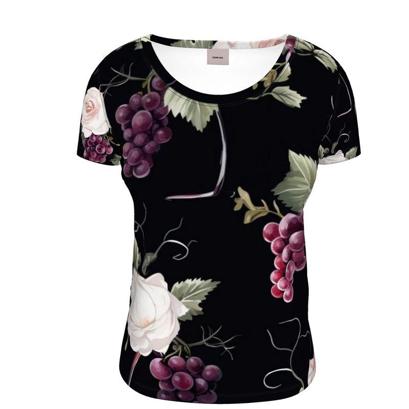 Blossom & Grape Jersey Tee - Ladies Scoop Neck T-Shirt - SOMM DIGI