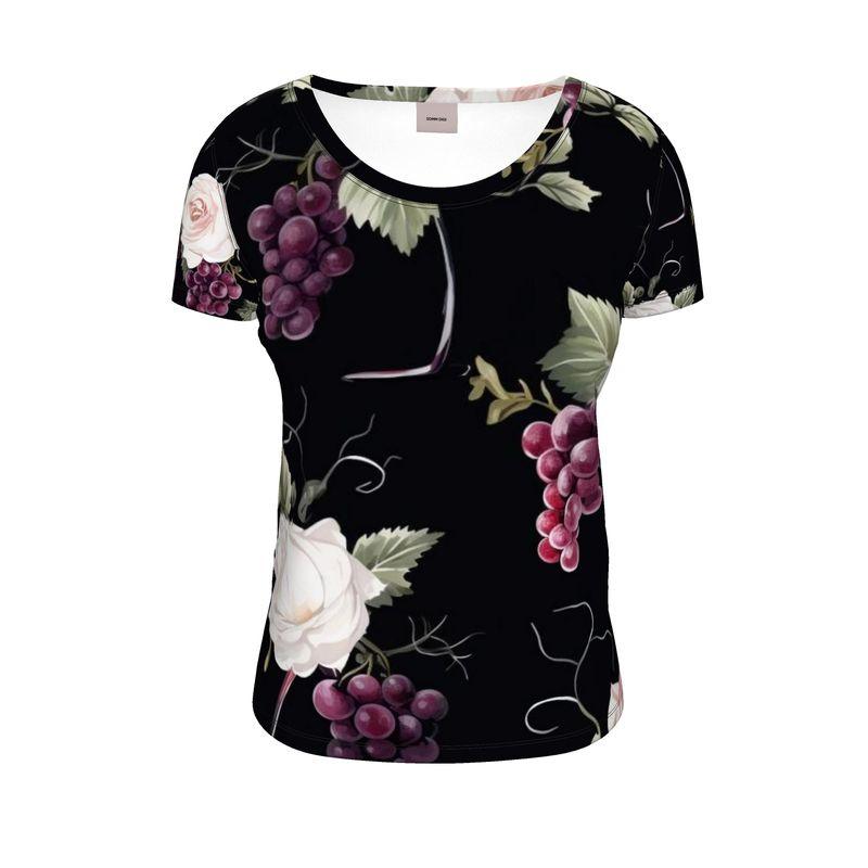 Blossom & Grape Jersey Tee - Ladies Scoop Neck T-Shirt - SOMM DIGI