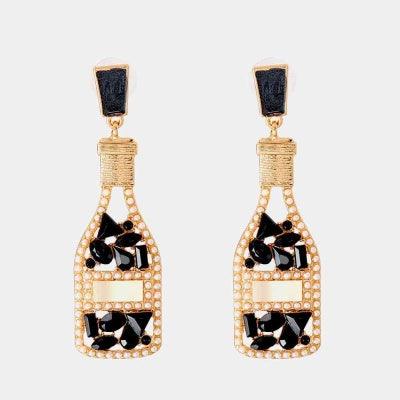 wine bottle earrings black color