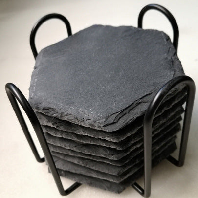 Natural And Simple Bluestone Black Slate Coaster With 8 Pieces