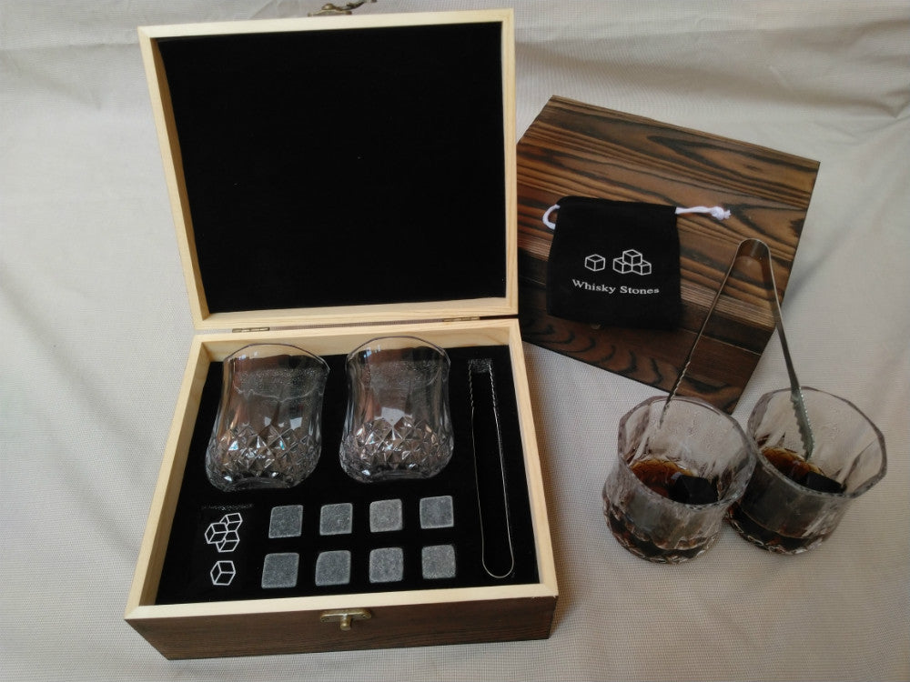 Whisky ice wine stone wooden box set