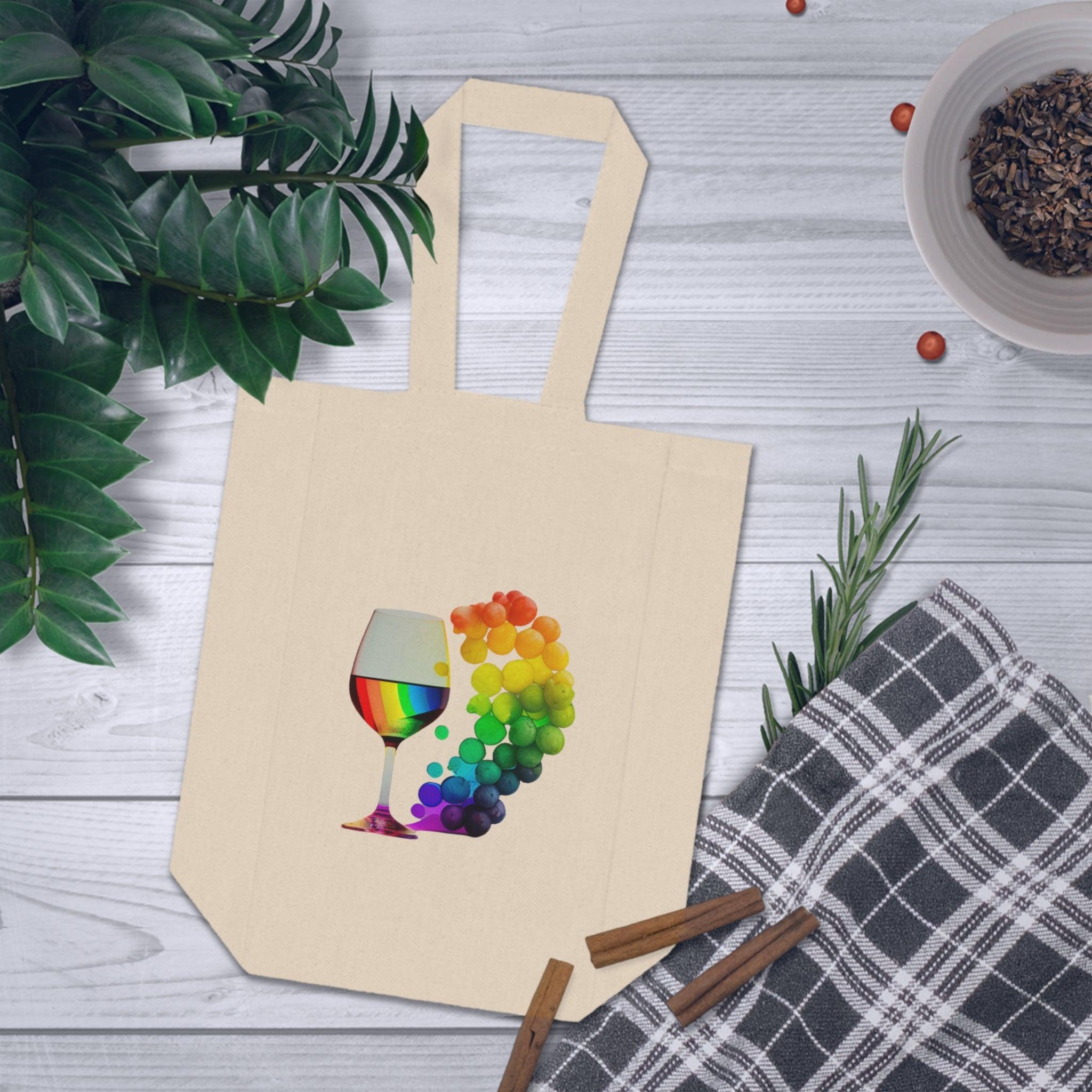 Rainbow Grapes Canvas Wine Tote – Color Your World with Every Pour - SOMM DIGI