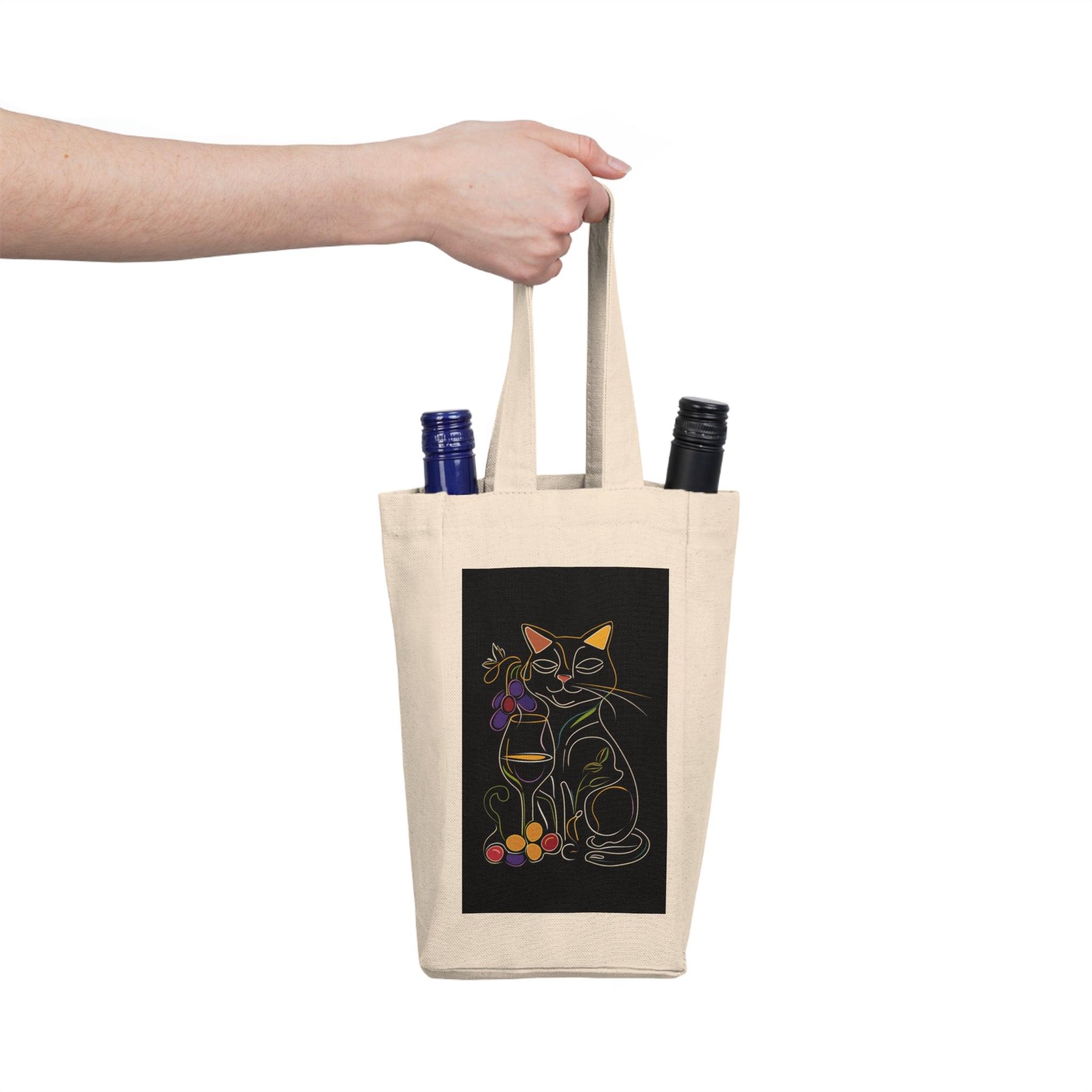 Charming Feline Wine Tote – Purr-fect Companion for Wine Outings