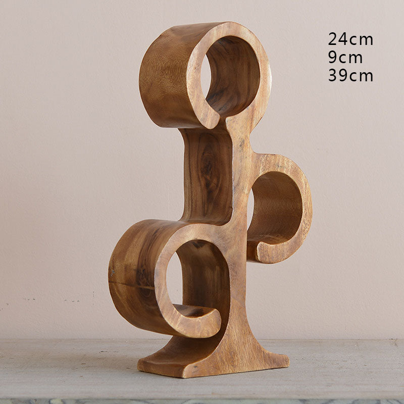 Handmade Abstract Artistry: Natural Wooden Wine Holders