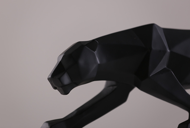 Modern Abstract Black Panther Sculpture