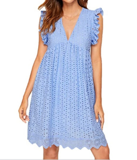 Sleeveless Eyelet A-Line Dress - Perfect Winery Outfit