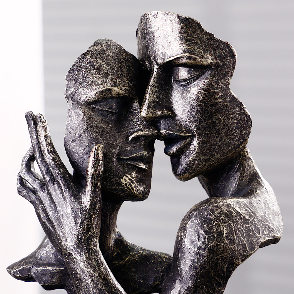 Art Couple Figure Sculpture Mask Resin Crafts Ornaments