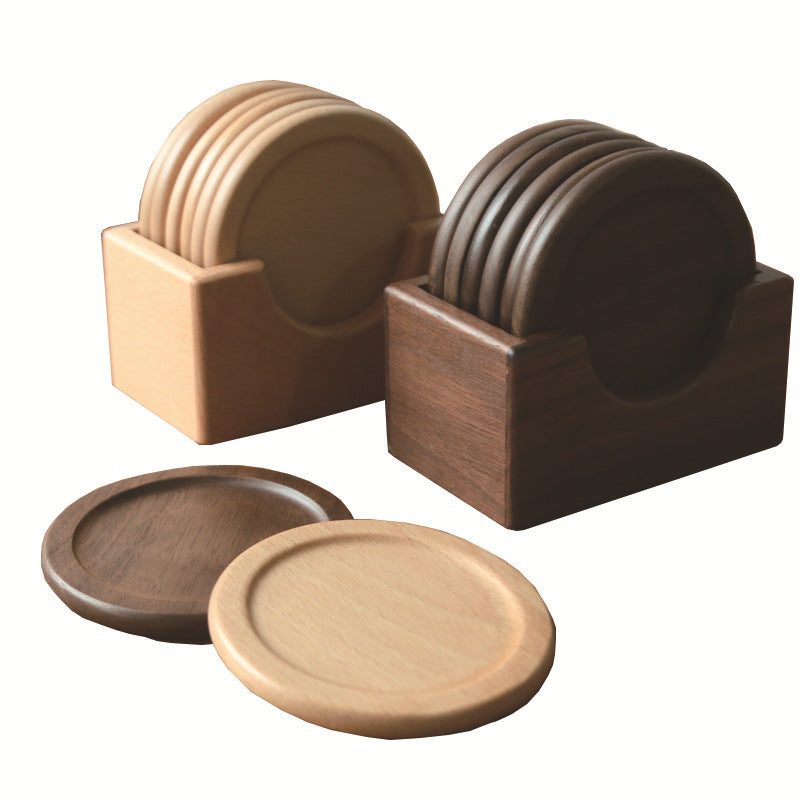 Natural Wood Grain Coffee & Drink Coaster | Beech/Black Walnut