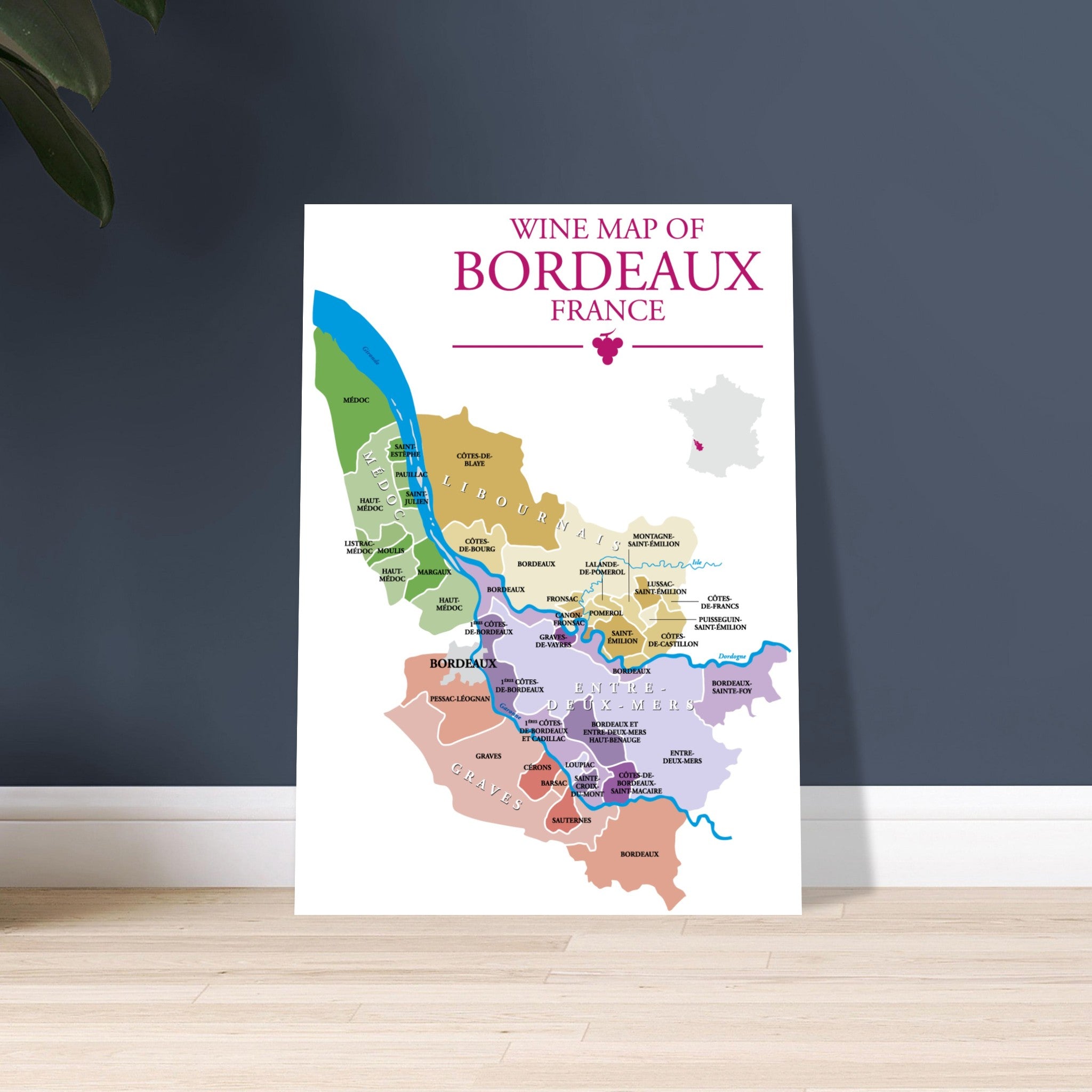 Explore Bordeaux: The Sommelier's Detailed Wine Map Poster