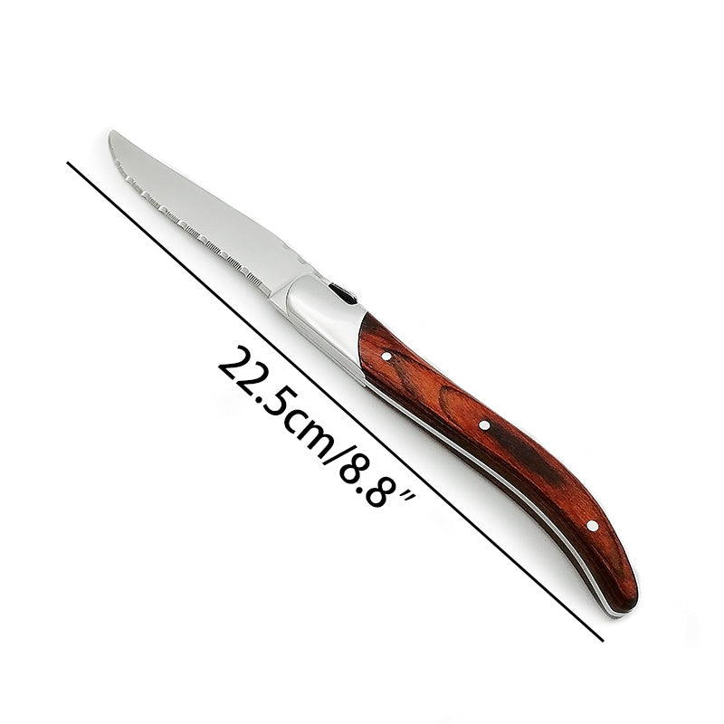 Modern Steak Knife with Wooden Handle - Precision Cutting for Steaks