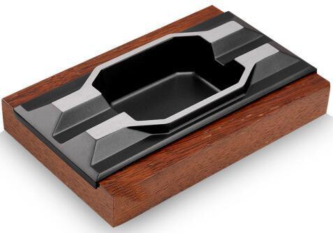 Contemporary Classic: Wood & Metal Cigar Ashtray - SOMM DIGI