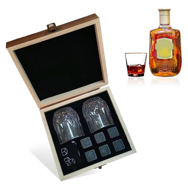 Whisky ice wine stone wooden box set