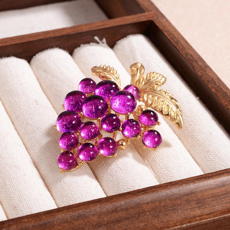 Jeweled Harvest: Multicolored Grape Brooch Collection