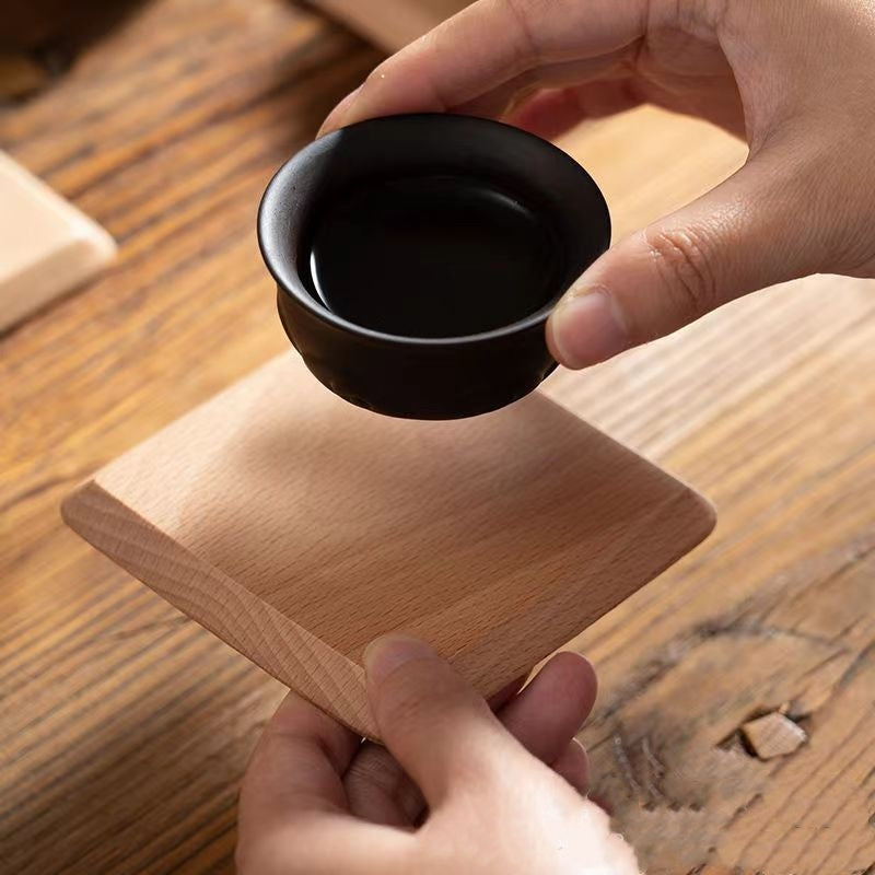 Black Walnut Solid Wood Square Tea Cup Heat Insulation Wood Pad Non-slip Coaster