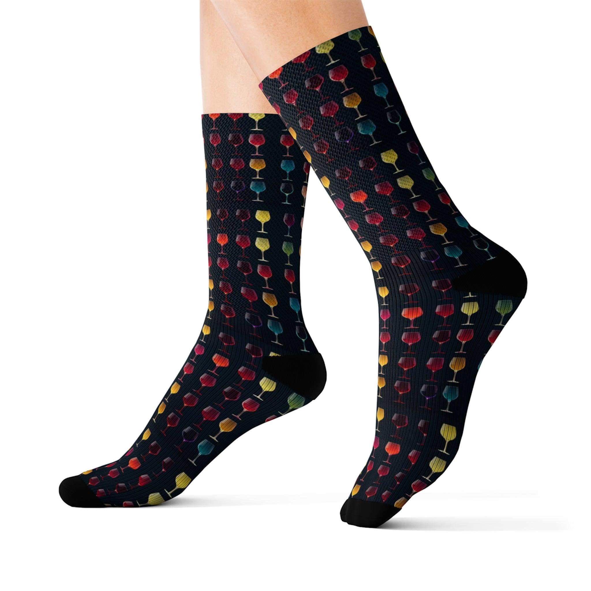 Wine Glass Silhouettes: Sublimation Socks - SOMM DIGI