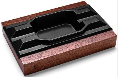 Contemporary Classic: Wood & Metal Cigar Ashtray