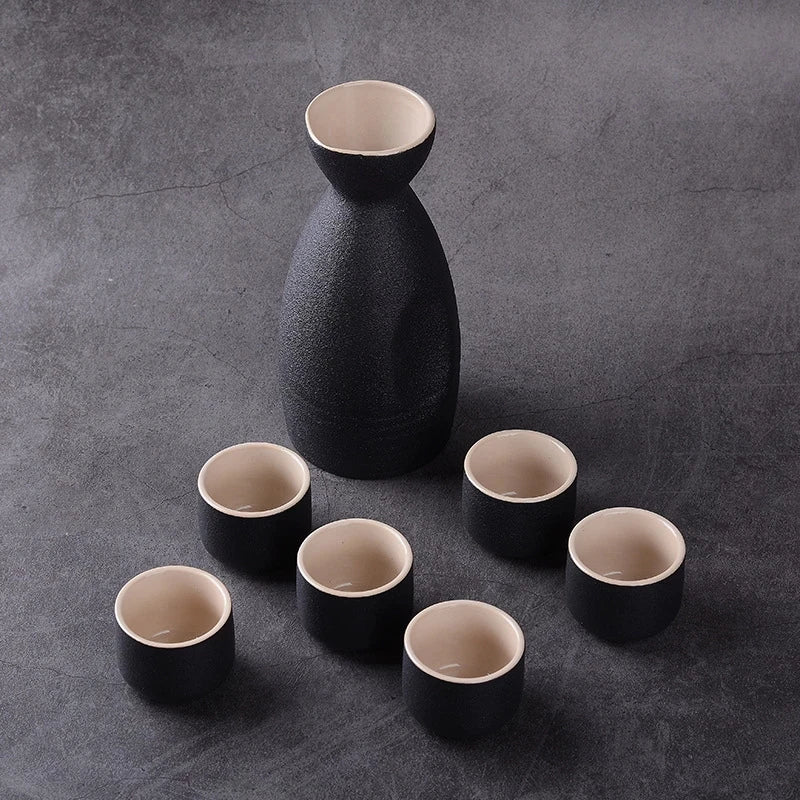 Vintage Ceramic Sake Pot Cups Set Korea Style Flasks Home Kitchen Office Flagon Liquor Cup Drinkware Creative Gifts