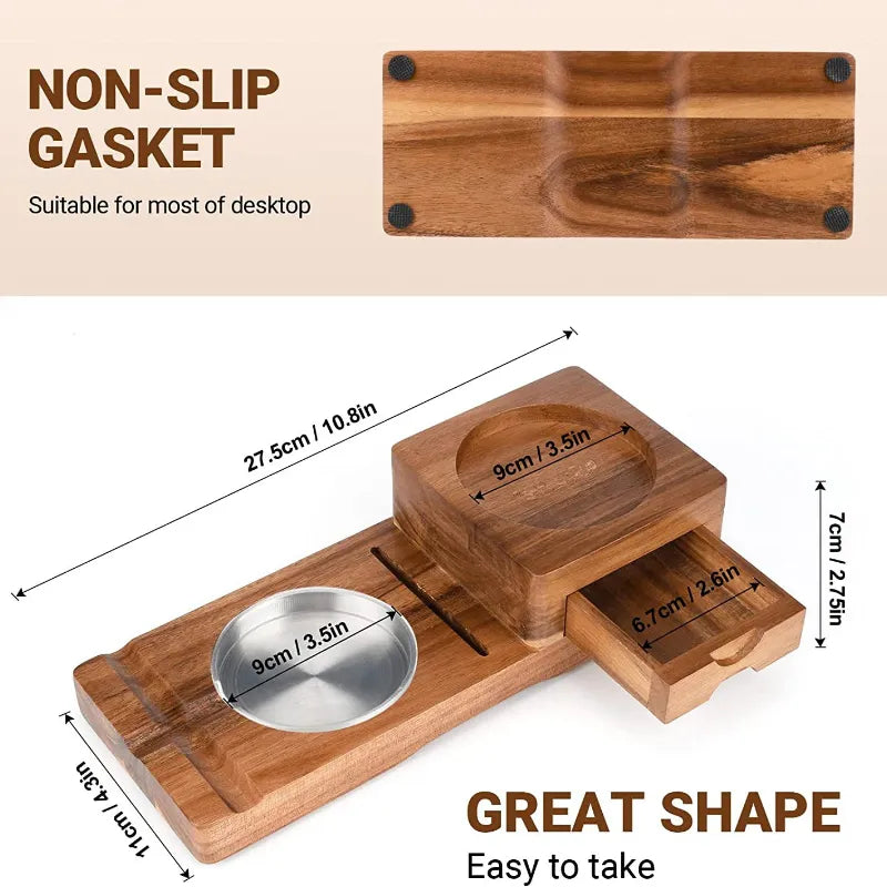 The Connoisseur's Choice: Premium Wood Glass Tray & Cigar Ashtray