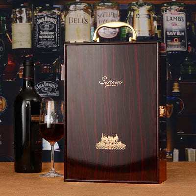 Double Lacquered Wooden Red Wine Packaging Box