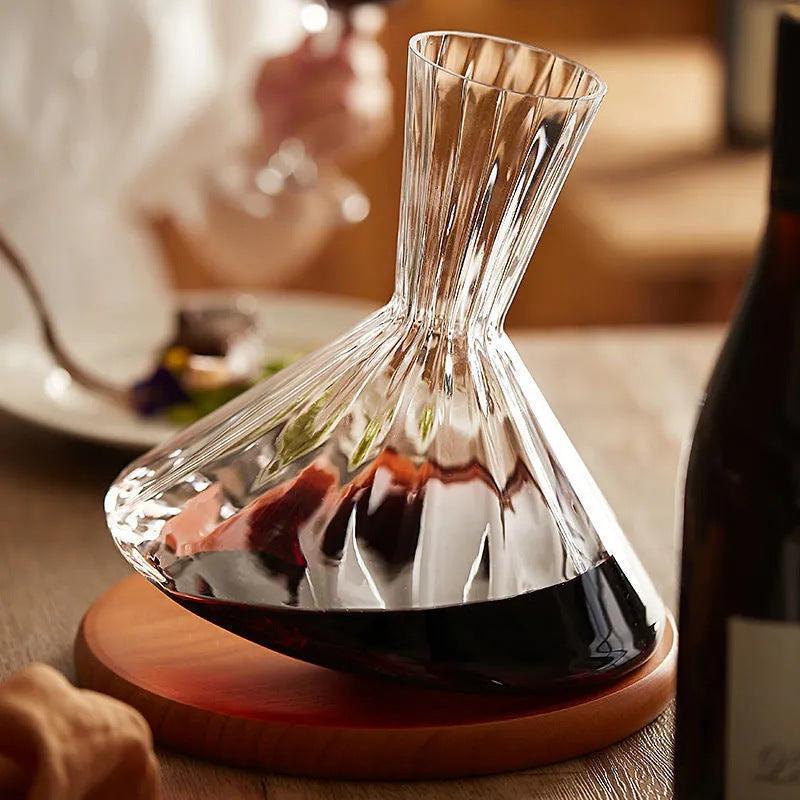 Modern Simplicity Crystal Wine Decanter with Wood Pad – Perfect for Fine Wine - SOMM DIGI