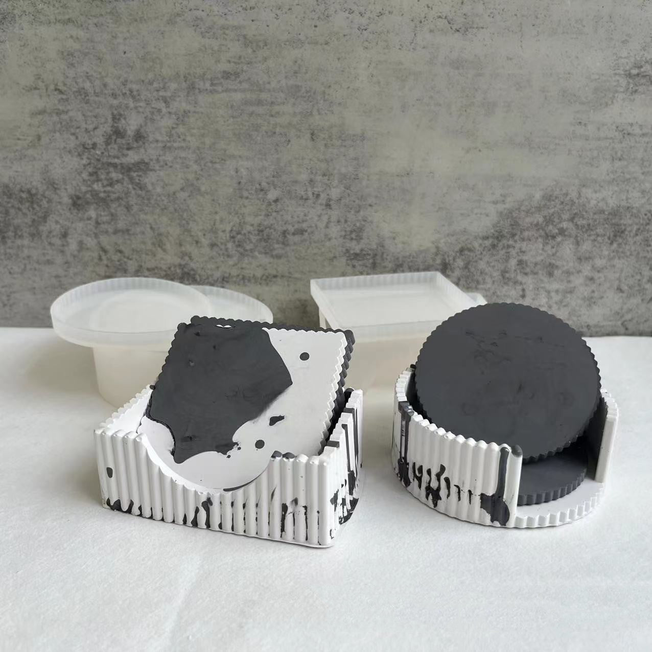 Round And Square Vertical Stripe Coaster Mold