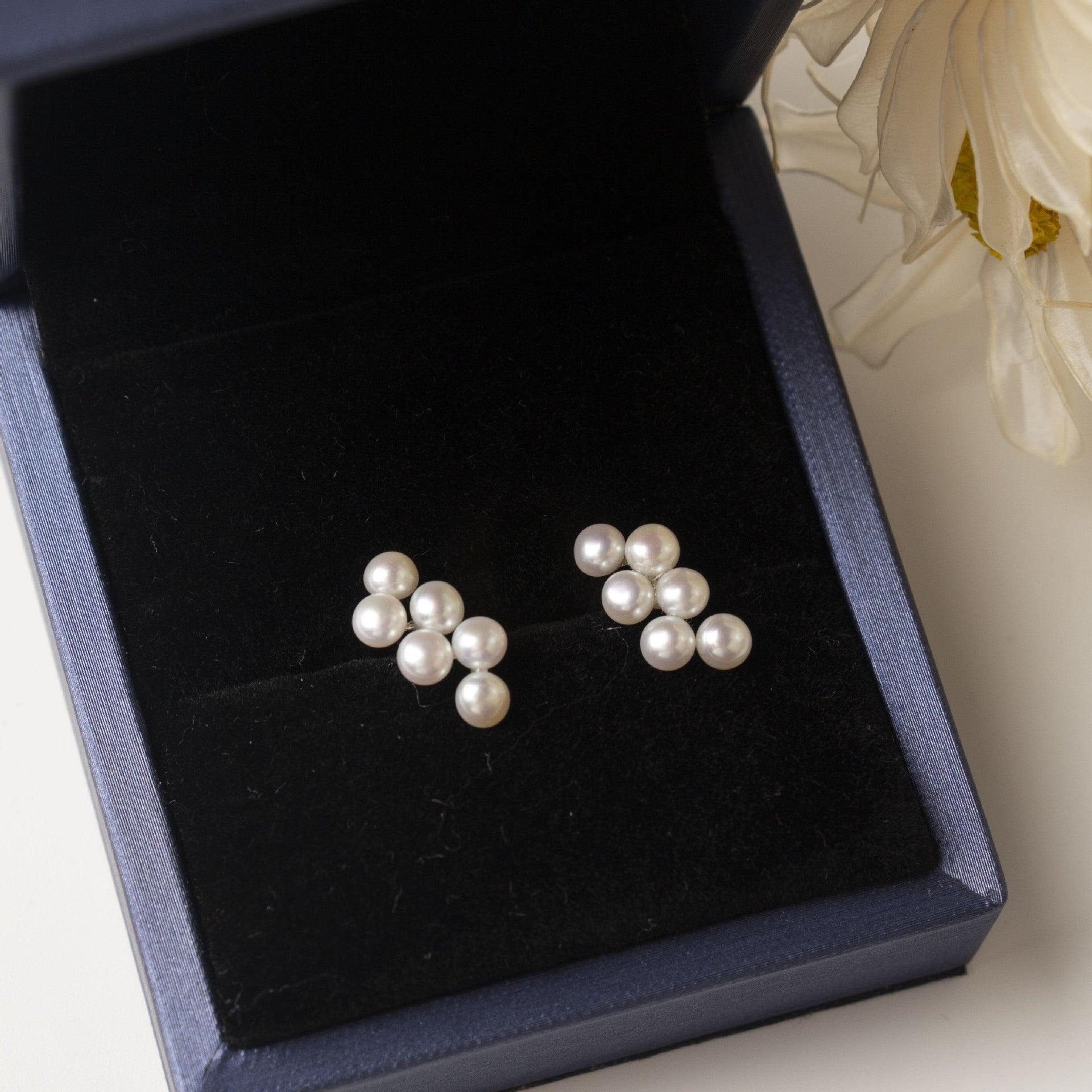 silver stud  grape earrings for women